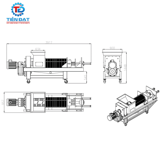 Máy ép dược liệu trục vít đôi TZ-10-500 năng suất 8 - 10 tấn/h